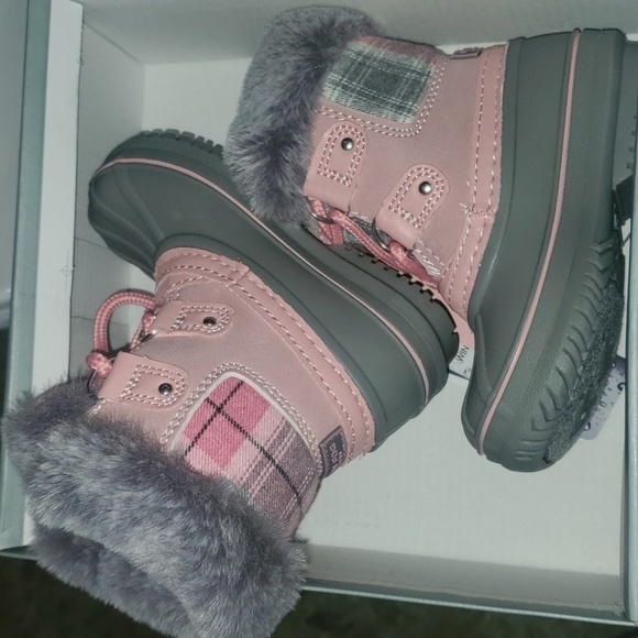 London Fog shoes girls size 6M Lil Tottenham pink / grey boots water res… - Picture 2 of 13